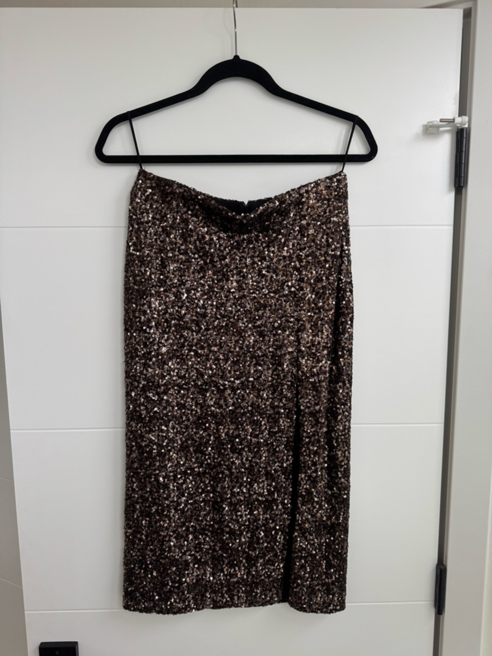 Dress the Population Bronze Sequin Midi Skirt w/ Thigh Slit